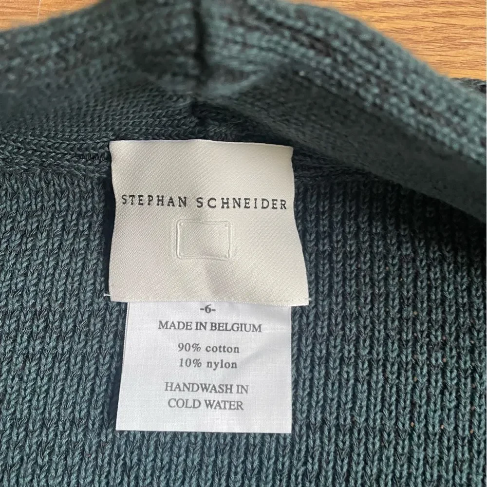 Stephan Schneider Men’s Textured Cotton Shawl Collar Cardigan Sz 6 Olive Belgium